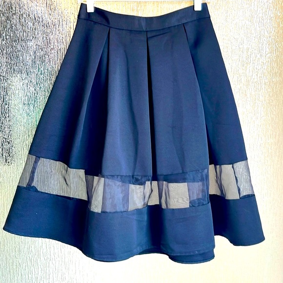 Size 4 black mesh strip illusion skirt - Picture 2 of 2